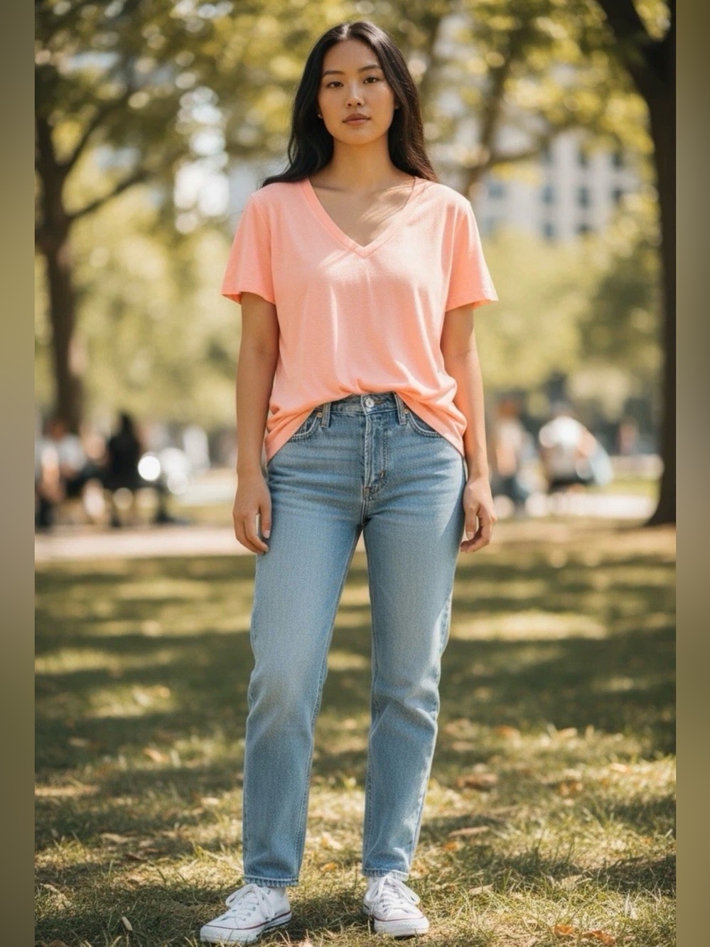 Victoria's Secret PINK Light Orange V-Neck Tee Shirt ~ Size: Medium
